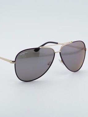 Salvatore Ferragamo SF131S 736 Sunglasses Gold / Black Aviator Frame